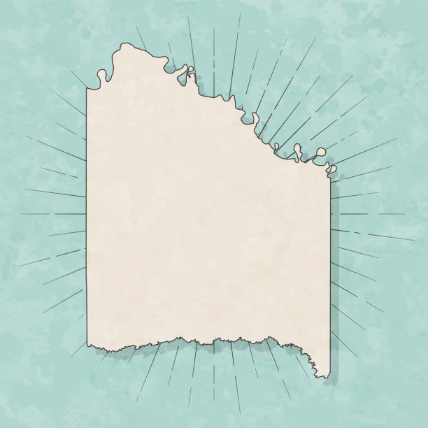 Map of Red River County - Texas, in a trendy vintage style. Beautiful retro illustration with old textured paper and light rays in the background (colors used: blue, green, beige and black for the outline). Vector Illustration (EPS file, well layered and grouped). Easy to edit, manipulate, resize or colorize. Vector and Jpeg file of different sizes.