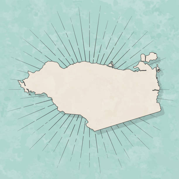 Map of Contra Costa County - California, in a trendy vintage style. Beautiful retro illustration with old textured paper and light rays in the background (colors used: blue, green, beige and black for the outline). Vector Illustration (EPS file, well layered and grouped). Easy to edit, manipulate, resize or colorize. Vector and Jpeg file of different sizes.