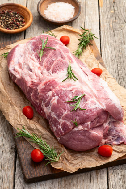 istock Neck of raw pork meat . Top view 2189147764