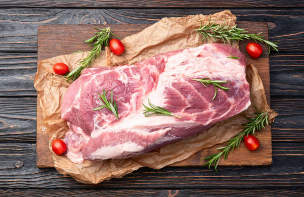 istock Neck of raw pork meat . Top view 2189147775