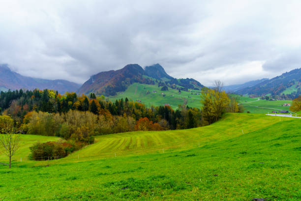 View of countryside landscape in Appenzell Innerrhoden, Switzerland