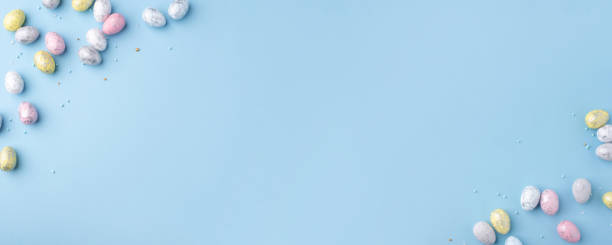 istock Easter frame of eggs painted in blue color. 2189151172