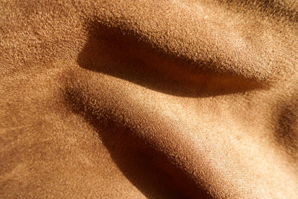 istock Rippled chocolate brown faux suede polyester fabric 2189151843