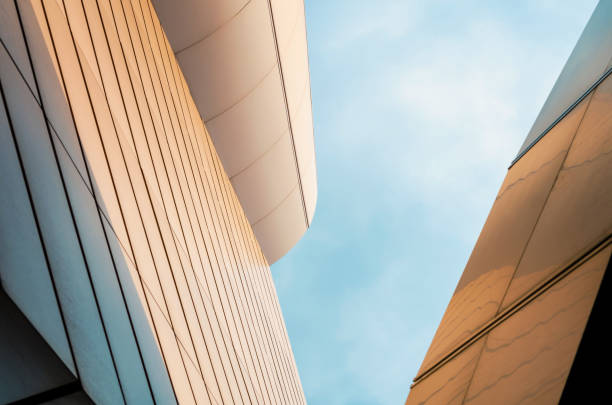 istock walls of a modern building against a blue sky 2189152723