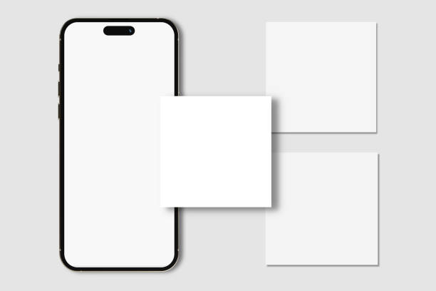 istock Smartphone mockup with social media post interface mockup. Social media mobile app page template design for user carousel post feed. Mobile app interface template on social network 2189153897
