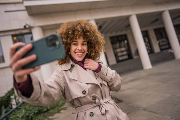 A female traveler taking a selfie