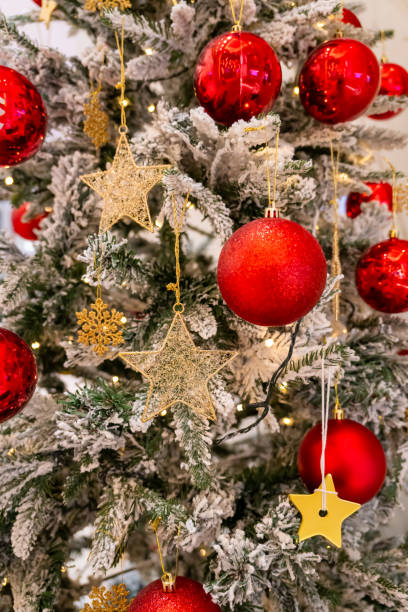 istock Festive Christmas tree with Red decoration 2189160429