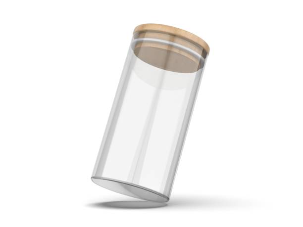 Blank glass storage jar mockup template 3d illustration.
