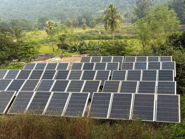 istock Solar panels installed in a remote area, representing sustainable lifestyle 2189163143