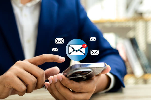istock Business email communication in the digital age new messages and alerts. Inbox with email Marketing Strategy and Notifications. internet technology. businessman using smartphone with email. 2189166336
