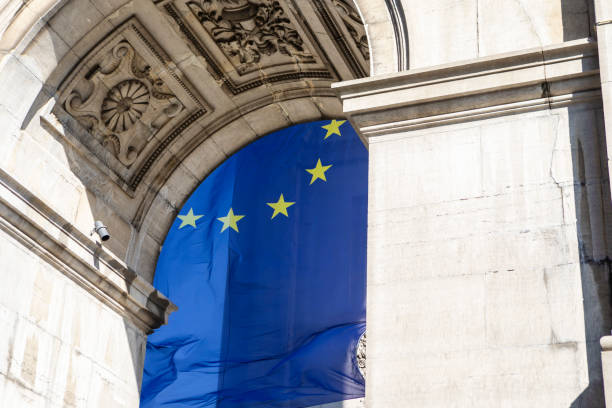 istock EU flag and The Arcades of the Cinquantenaire 2189167412