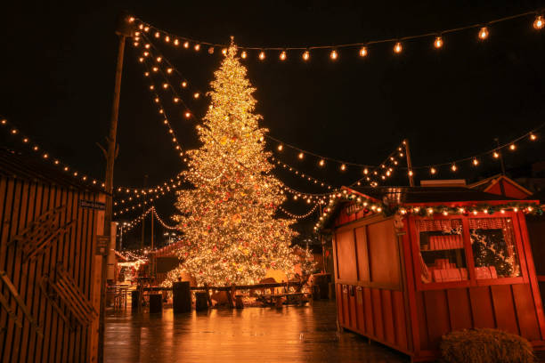 the famous christmas village of Zurich in the early morning without any people