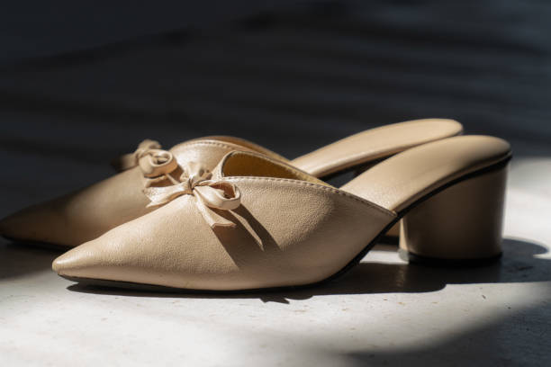 istock Elegant bridal shoes on a minimalist floor setting, symbolizing simplicity and luxurious wedding style 2189169424
