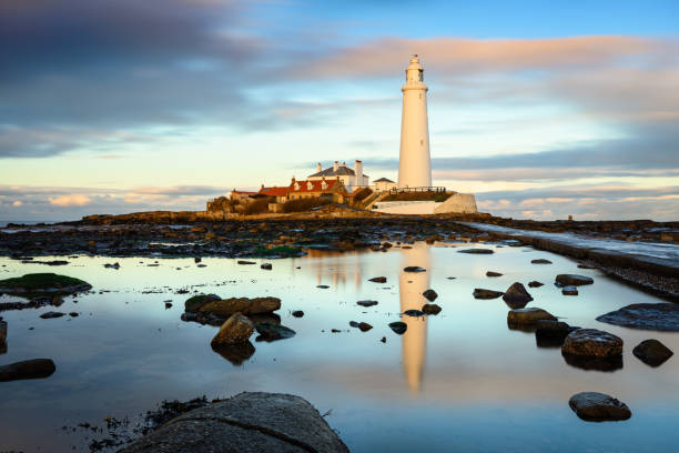 istock Reflection of St Mary's Lighthouse in rock pool 2189171706