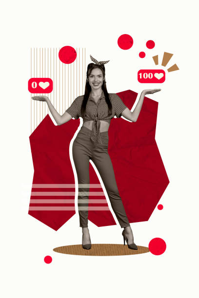 istock Vertical creative collage picture beautiful attractive young lady holding like icon social network buttons heart sign white background 2189172972