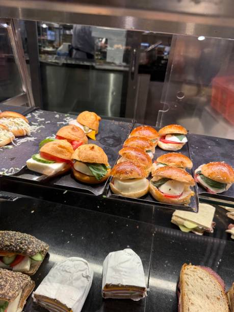 istock A set of mini sandwiches on a board in a restaurant. 2189174104