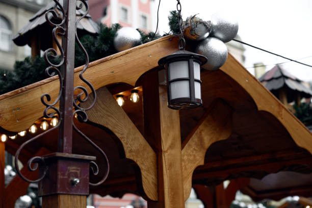 istock Festive wooden chalet at the Wroclaw Christmas Market featuring 2189175607