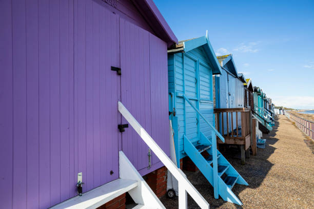 istock Beach huts in a row with a sunny sky 2189180187