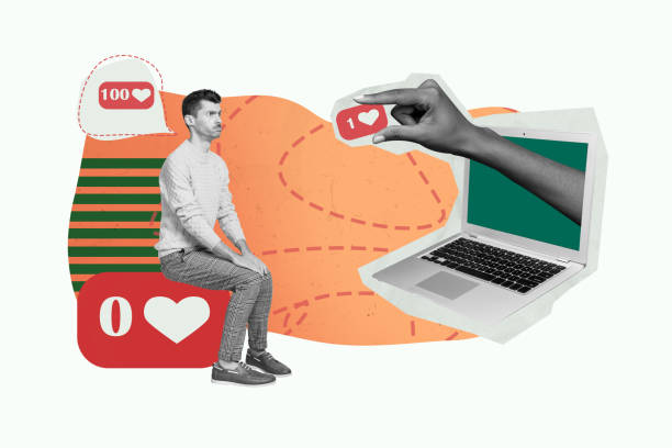 istock Photo banner collage of funny upset content creator unpopular guy sitting alone look netbook zero likes isolated on white background 2189181495