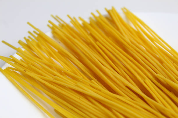 Bunch of spaghetti on white background