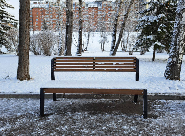 istock Snow covered bench in the park 2189186642