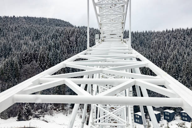 Landscape, Ferris wheel with beautiful lighting. Attraction in Bukovel.