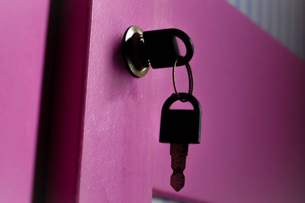 The key hanging on the wardrobe door