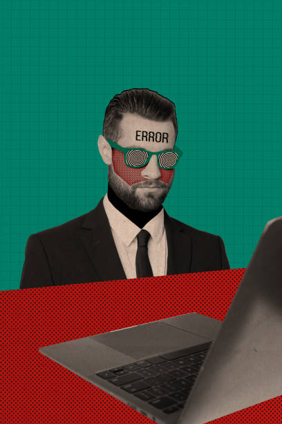 istock Vertical collage picture illustration black white filter man caricature sit hypnotized news social media error brainwashed laptop internet 2189190766