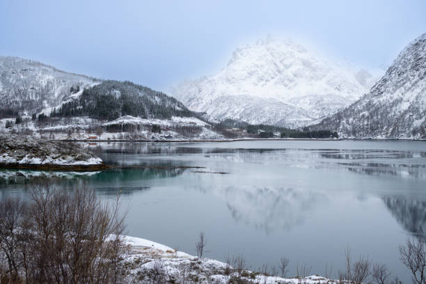 istock Norwegian sea and mountains in the winter, Norway. 2189194970