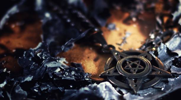 istock Magical Occult Symbol Pentagram in Fire and Ashes 2189203719