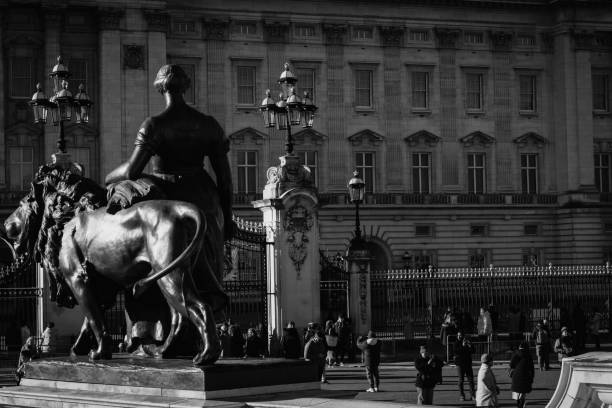Buckingham Palace and statue in the morning in London.