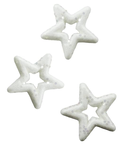 istock Christmas decorations isolated on transparent background. New Year stars. White stars with glitters, design element, transparent background. Isolated white stars 2189210141