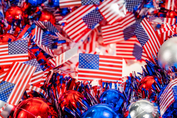 istock america flag with decorations for Independence Day or celebrate July 4th. 2189216445