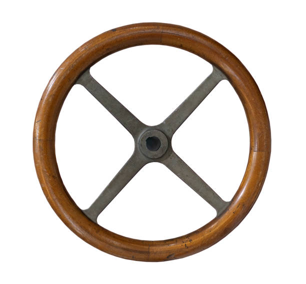 istock old control wheel of airplane on white, isolated 2189218744