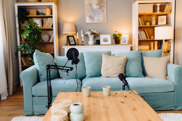 istock Studio Microphones Set Up For Podcast Recording 2189219324