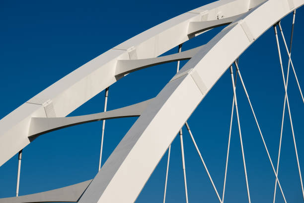 Edmonton, Alberta, Canada - September 21, 2024: Detail abstract of arched steel support of Walterdale Bridge