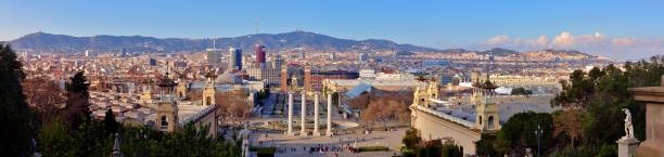 Aerial View of Barcelona's Iconic Waterfront and Architecture