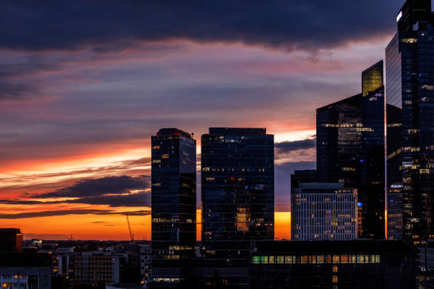 istock A Dramatic Cityscape at Dusk Featuring a Vibrant and Colorful Sunset Over the Horizon 2189228138
