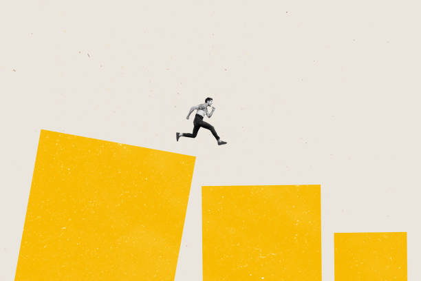istock Creative collage picture illustration black white effect miniature fast funny young man speed run career white yellow background 2189228461