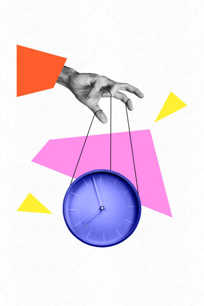 istock Vertical composite collage picture of abstract human arms fingers set clock time control time deadline isolated on white color background 2189229295