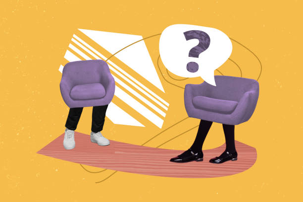 istock Creative retro 3d magazine collage image of cozy armchairs talking walking legs isolated colorful background 2189230001