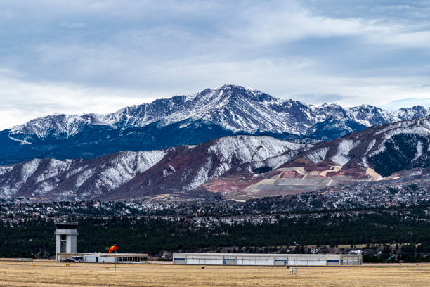 Viewing Davis Airfield from the east with pikes peak in the Background