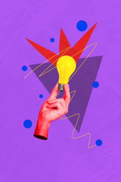 istock Vertical creative composite photo collage of human hand holding lightbulb searching for business ideas isolated on drawing background 2189233906