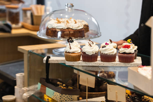 istock Various delicious cupcakes on counter in bakehouse 2189239388