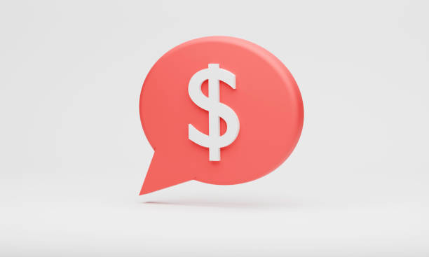 istock Minimalist Red and White Financial Icon in Speech Bubble Shape 2189241914