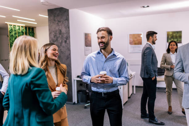 Business people on a coffee break during a seminar.
