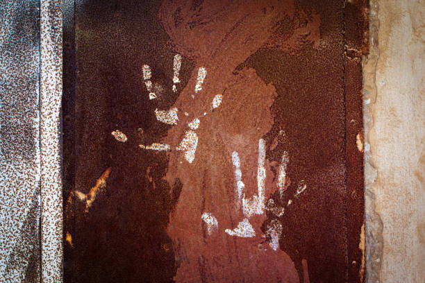 abstract photography, a human palm print on an old surface, can be used as a creative background for design