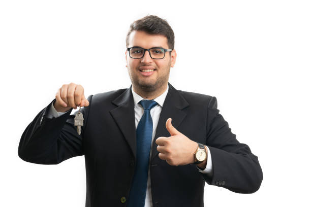 Crazy architect holding fire extinguisher
