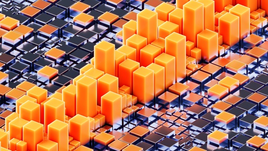 Abstract 3d Data Visualization With Urban Grid Pattern And Glowing ...