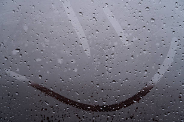 istock Delicate raindrops cling to a glass surface, blurring the world outside. A joyful smile traced through the mist captures the whimsy of a dreary day, enhancing the cozy atmosphere inside the vehicle 2189270354